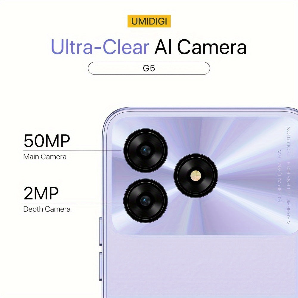 UMIDIGI Entsperrtes Handy, G5 Unisoc T606, 8GB +128GB Android 13 Smartphone Entsperrt Mit 6.6" Vollbild, 50MP+2MP+8MP AI Dreifachkamera, 5000mAh Akku Schnellladung Mobiltelefone