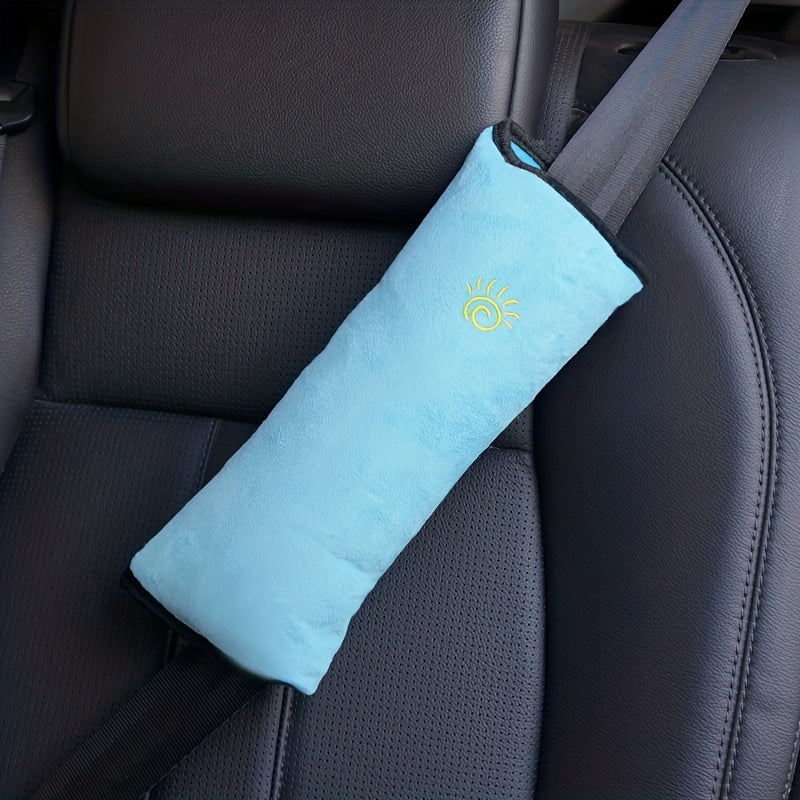 Soft Auto Seat Strap Headrest Neck Support - Car Seat Belt Pillow, Shoulder Pads, Safety Belt Protector Cushion, Comfortable Fabric Material for Enhanced Comfort and Safety, Car Comfort Accessory | Sun Design Pillow | Durable