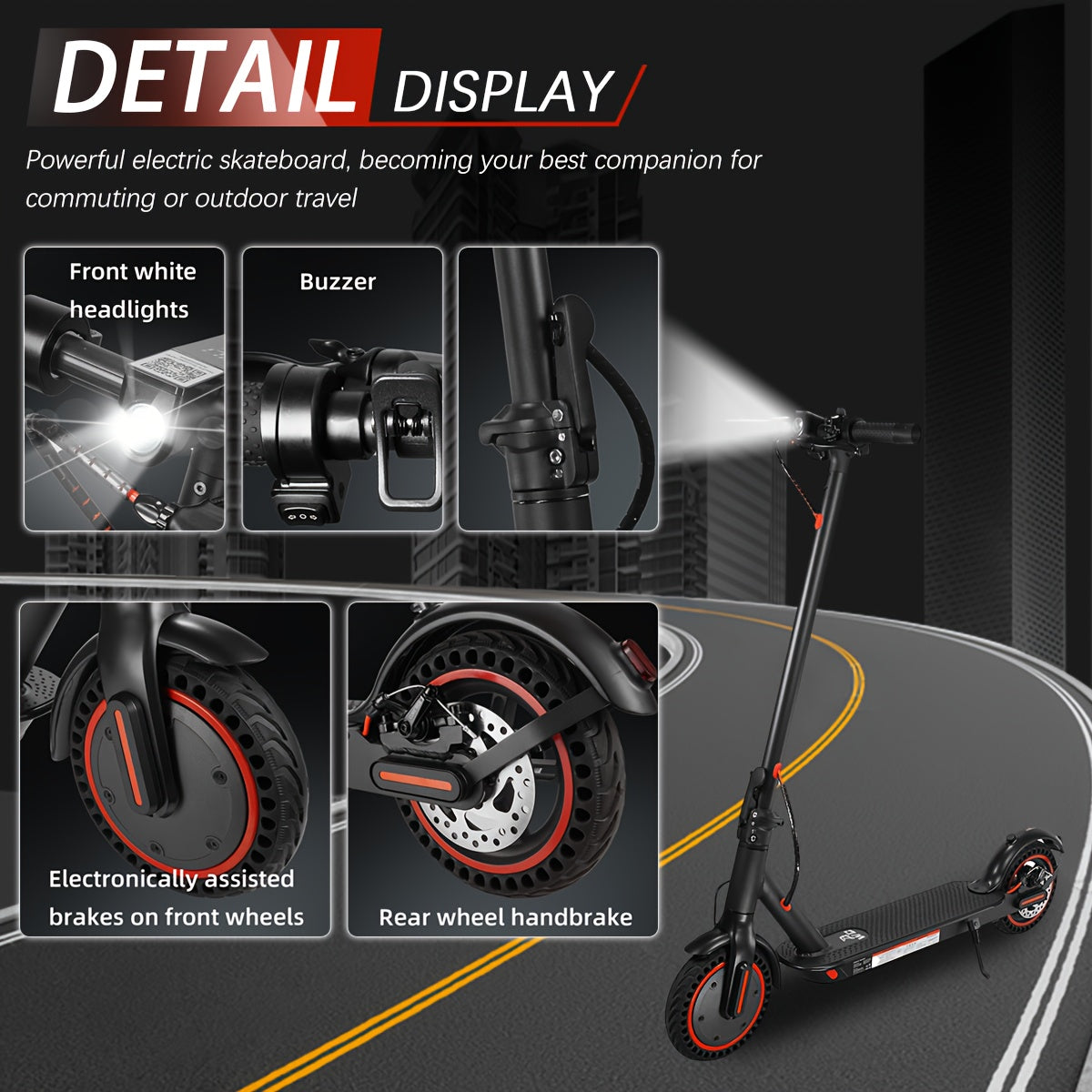 8.5 duim opvoubare elektriese bromponie vir volwassenes met LED-skerm en motor se kragreeks van 350W, Klas A 7.8/10.4Ah Litiumbattery, 3 Spoedmodusse, 15 - 30 myl reikafstand en maksimum laaikapasiteit van 120 KG