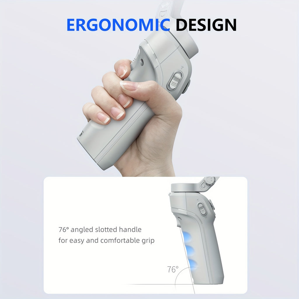 3-Axis Portable Smartphone Gimbal Stabilizer - Auto Tracking, Foldable, Rechargeable Lithium Battery, Wireless, USB Charging - Ideal for Video Recording, Vlogging, and Target Tracking