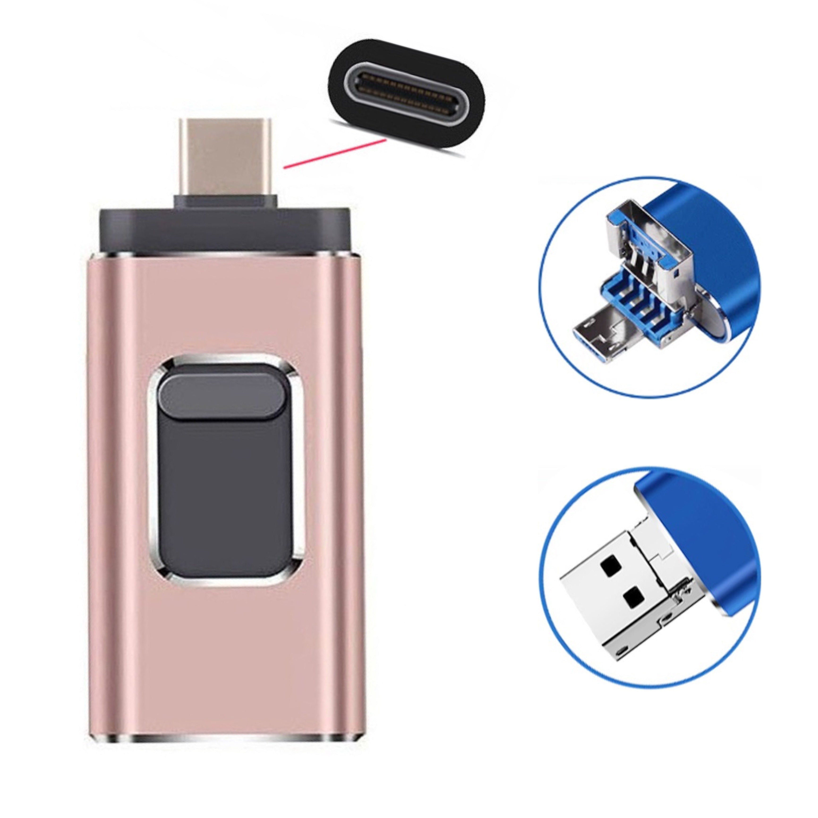 USB C Flash Drive 128GB, 3 in 1 OTG USB Type C Memory Stick Dual Type C Flash Drive Thumb Drive Photo Stick Jump Drive for USB-C Smartphone Tablet Computer Mac Laptop