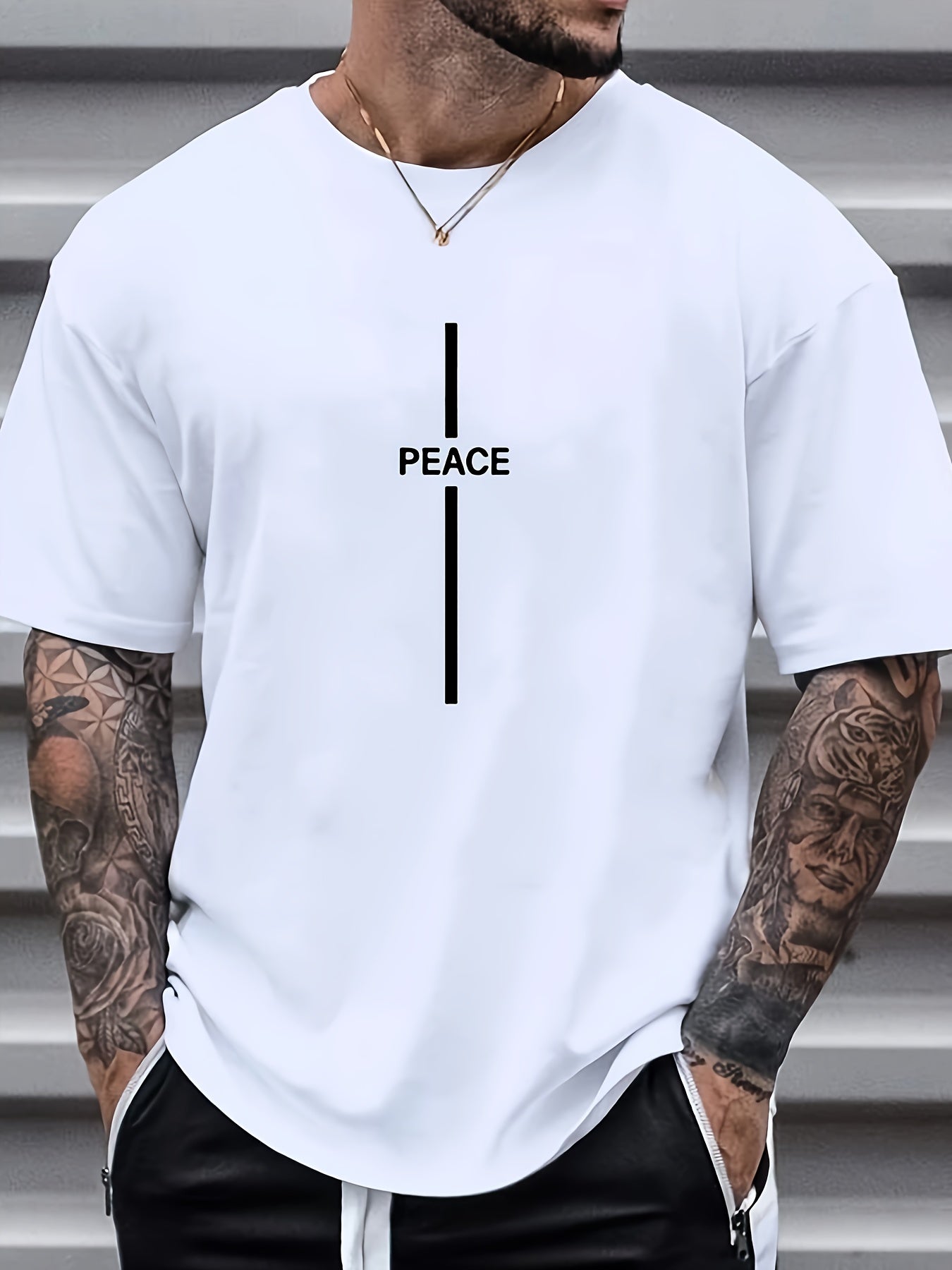 Plus Size Men's Trendy Cross Graphic Tees, Comfy Stretch Breathable T-shirts For Summer, Oversized Loose Men's Clothings