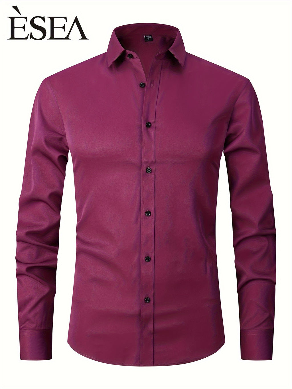 Men'S Stretch Slim-Fit Formal Shirt Without Pockets, Light Business Turn- Collar Long-Sleeved Shirt, Men'S Business Shirt, Wrinkle-Resistant And Durable Solid Color Formal Long-Sleeved Shirt with Buttons And Pockets, Suitable