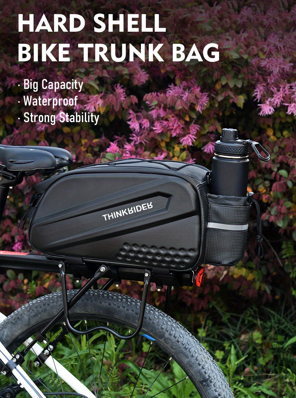 14L Hard Shell ThinkRider Bicycle Rear Hunch Bag - Anti-Splash Material, Rain Cover Included