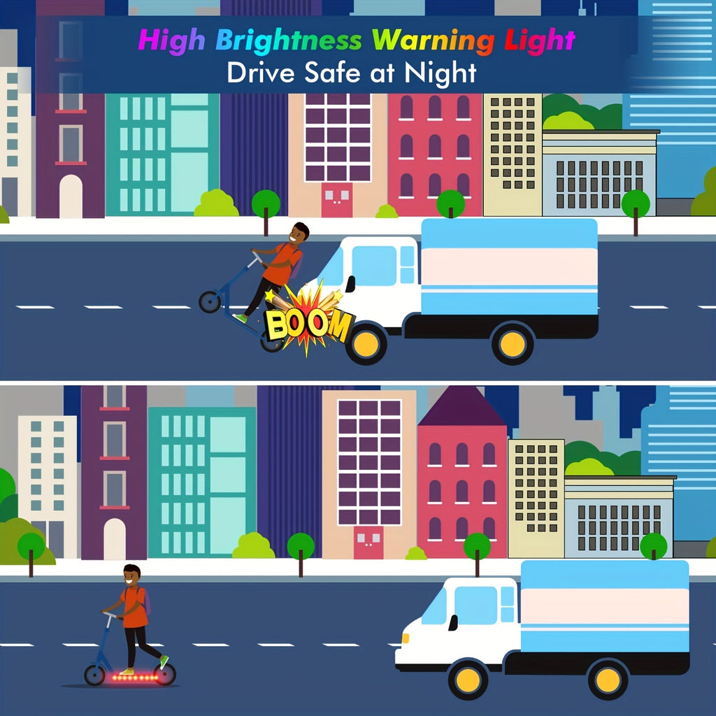 Electric Scooter Colorful LED Safety Light Strip - Enhancing Night Riding Safety with Outdoor Cycling Lighting Accessories RGBIC Multicolor Light Strip