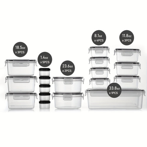 18 Pack Food Storage Containers With Airtight Lids | Leak-Proof Plastic Containers For Kitchen Organization, Meal Prep, Lunch Containers Organization | Microwave Safe, Dishwasher Safe, Flip Top Closure, Square Shape