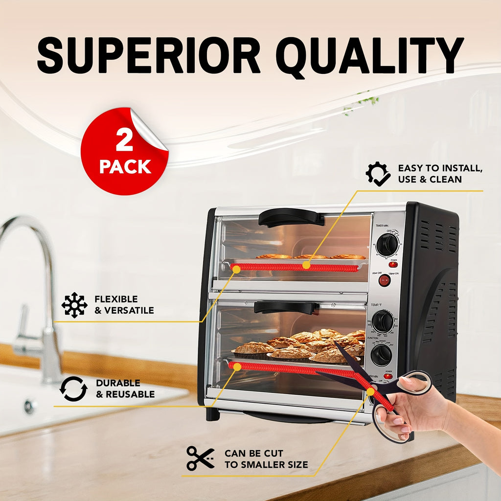 (2pc) Heat Resistant Oven Rack Shields - 14in Long Silicone Protectors Prevent Burns and Protect Food Grade Oven Racks