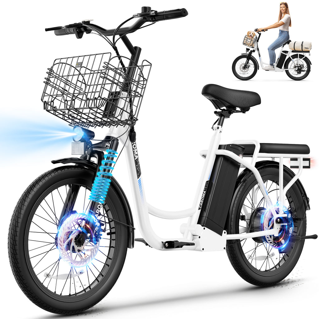 [Electric Scooter, 500W] 500W Electric Scooter, 48V Removable Lithium Battery, Max Range 25 Miles, 20MPH with Seat, with Basket, with Rear Seat, Rear Seat Max Load 110lbs, Shock Absorption, Christmas and New Year Birthday Gif