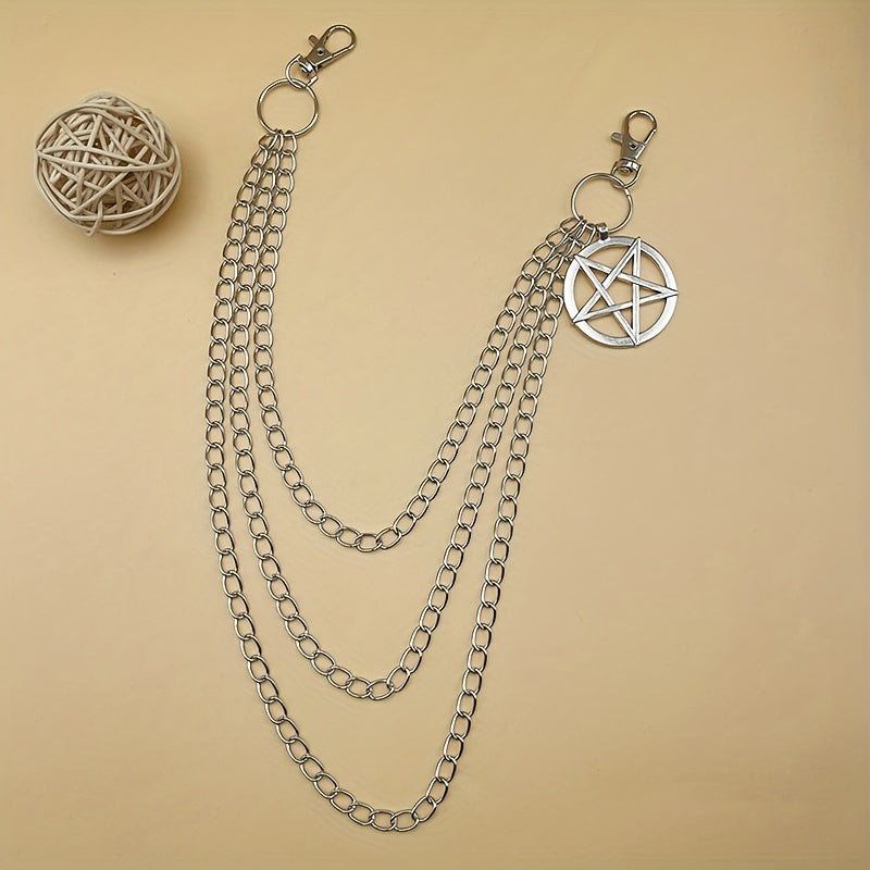 Punk Pentagram Pants Jeans Chain Keychains Trouser Biker Chains Harajuku Goth Jewelry Gothic Rock Accessories for Men Women