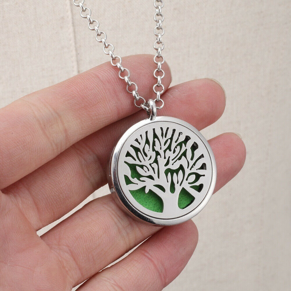 Metal Stainless Steel Pendant Necklace Open Locket Perfume Aroma Essential Oil Diffuser Necklace For Women Girls