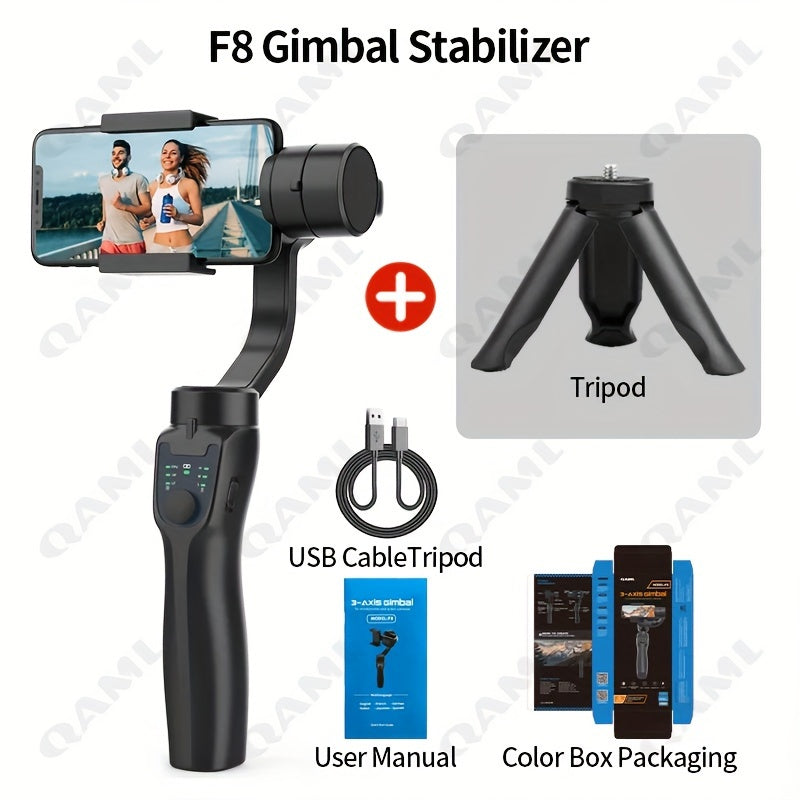QAML F8 Handheld 3-As Gimbalfoonhouer Anti-skud Video-opname Stabiliseerder vir Xiaomi iPhone Selfoon Slimfoon