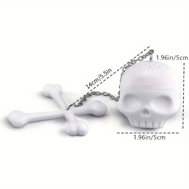 1pc Tea Pot Cross-Chain Skull Tea Filter Food Grade Silicone Tea Filter