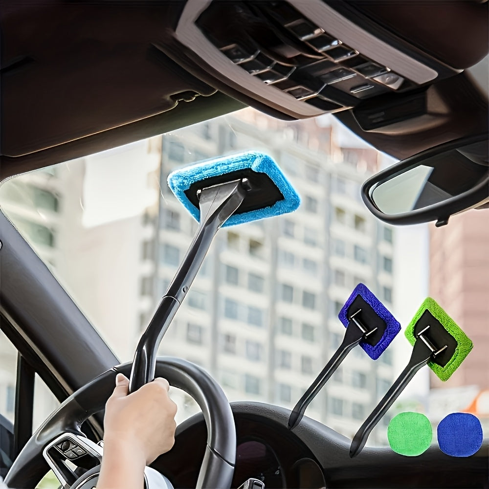 Windshield Cleaning Brush Kit | Long Handle Interior Car Glass Wiper, Plastic Material