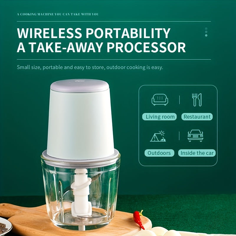 7.4v-20.29oz Multifunctional Electric Meat Grinder - Perfect for Grinding Meat, Garlic, and Making Complementary Food