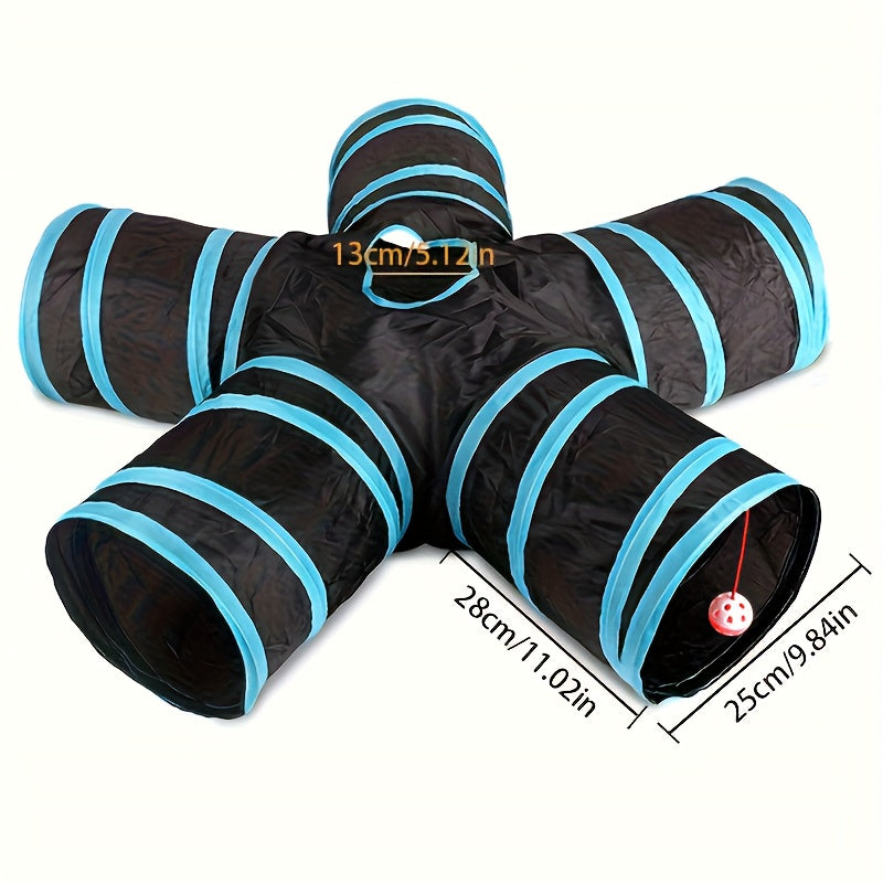 Cat Tunnel for Indoor Cats Large with Play Ball 2/3/4/5 Way Collapsible Interactive Peek Hole Pet Tube Toys for Puppy, Kitty, Kitten, Rabbit