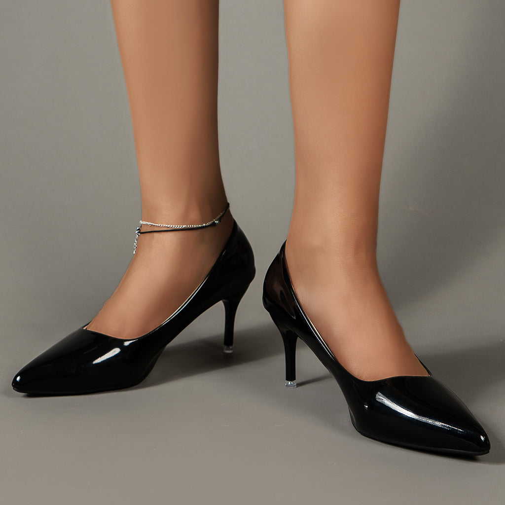 Women's Solid Color Stiletto Heels, Elegant Pointed Toe Work Pumps, Lightweight Dress Pumps