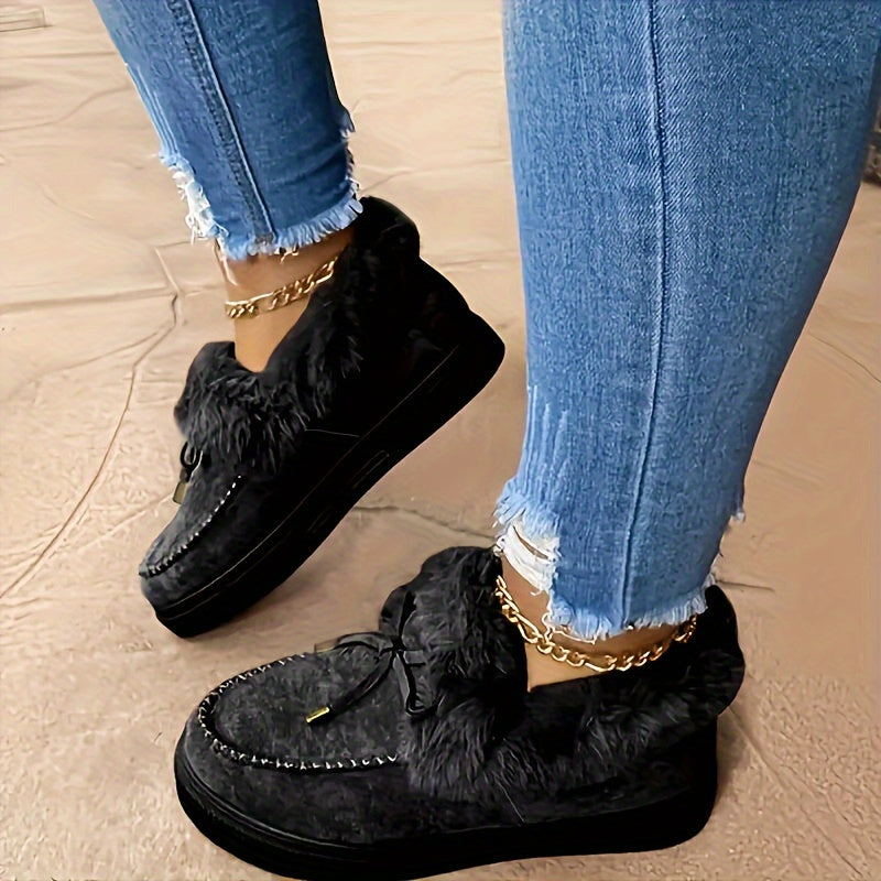 Neue Damen Winter Stiefeletten Schneestiefel Plüsch Warme Slip-on Damen Schuhe Flats Übergröße
