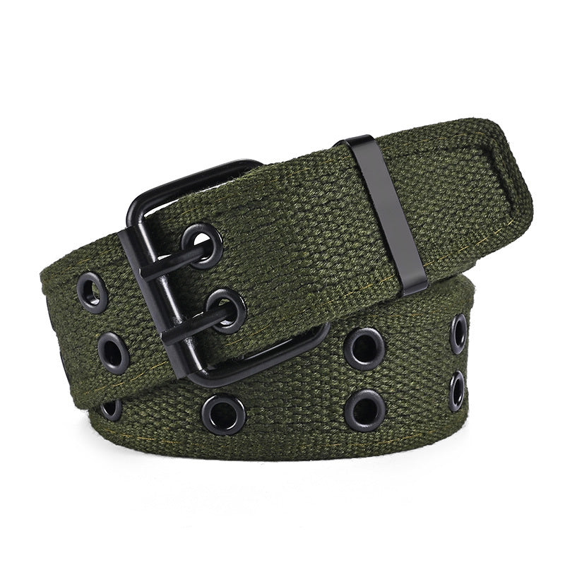 Unisex Braided Belt with Double Prong Metal Buckle, Perfect for Casual, Sporty, or Work Looks, Ideal with Jeans and Trousers