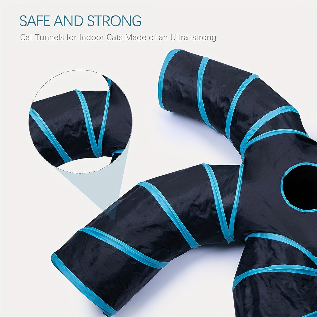 Cat Tunnel for Indoor Cats Large with Play Ball 2/3/4/5 Way Collapsible Interactive Peek Hole Pet Tube Toys for Puppy, Kitty, Kitten, Rabbit