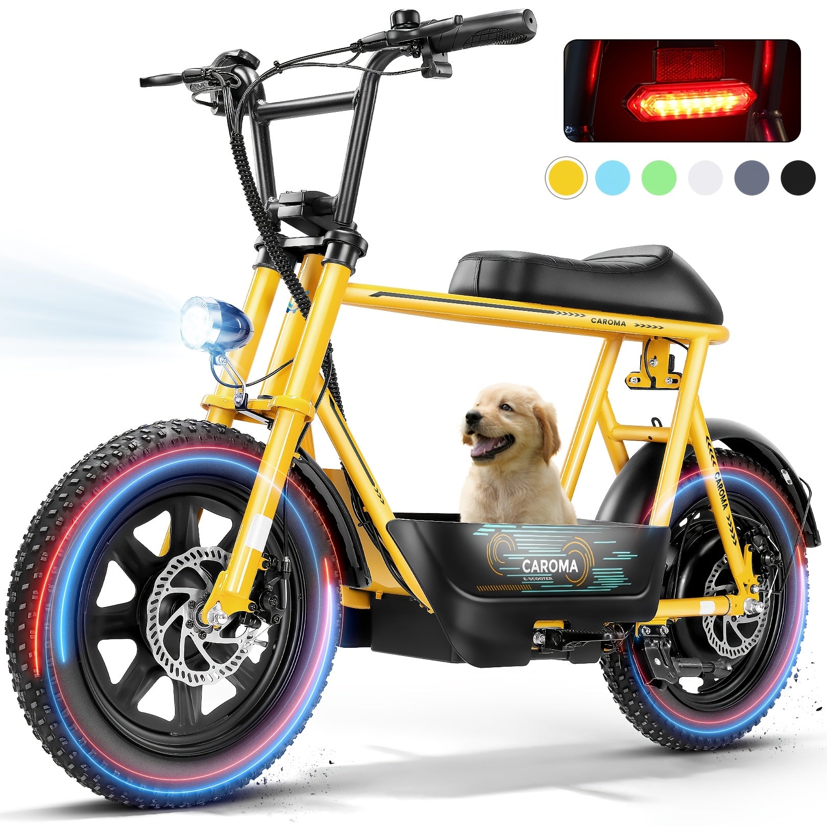 Caroma 500W Electric Scooter for Adults with Seat & Basket - 16" All-Terrain Tires, 20MPH Top Speed, 25 Miles Range, Dual Disc Brakes, LCD Display, Rechargeable Battery, Aluminum Alloy, Mixed Colors, Inflatable Tires, 48V 7.8