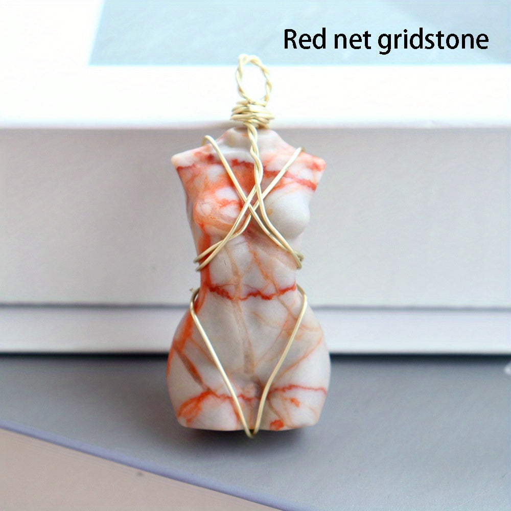 1pc, Natural Quartz Crystal Goddess Pendant Necklace - Perfect Gift for Women, Brides, and Engagements