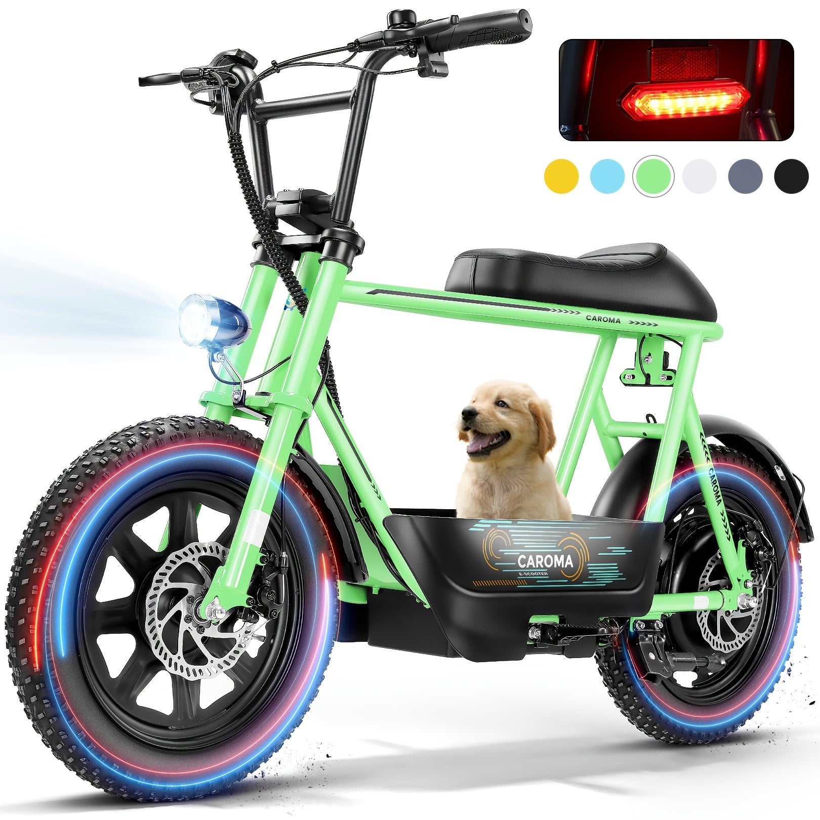 Caroma 500W Electric Scooter for Adults with Seat & Basket - 16" All-Terrain Tires, 20MPH Top Speed, 25 Miles Range, Dual Disc Brakes, LCD Display, Rechargeable Battery, Aluminum Alloy, Mixed Colors, Inflatable Tires, 48V 7.8