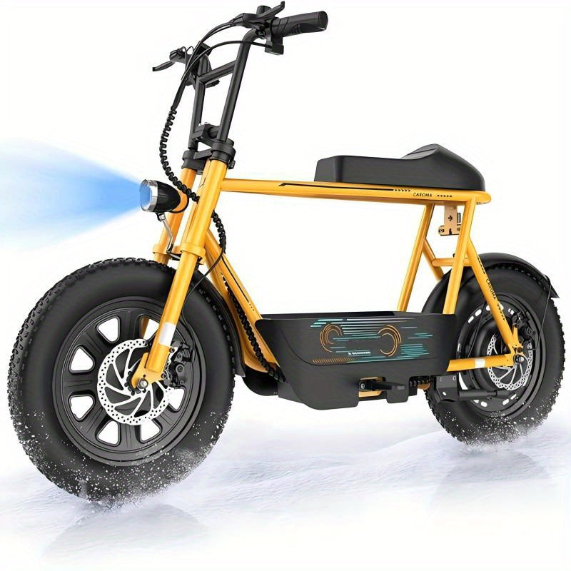 1pc Caroma 500W Electric Scooter for Adults with Seat & Basket, 16" Fat Tire, All-Terrain, 20MPH, 25Miles, 48V 7.8Ah Battery, Commuter & Off-Road E Scooter with LCD Display, Dual Disc Brake, 300lbs Max Load, Aluminum Wheels,