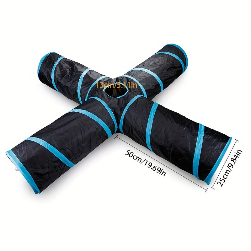 Cat Tunnel for Indoor Cats Large with Play Ball 2/3/4/5 Way Collapsible Interactive Peek Hole Pet Tube Toys for Puppy, Kitty, Kitten, Rabbit