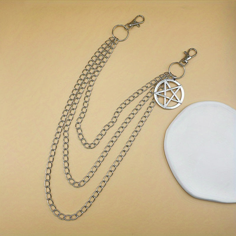Punk Pentagram Pants Jeans Chain Keychains Trouser Biker Chains Harajuku Goth Jewelry Gothic Rock Accessories for Men Women