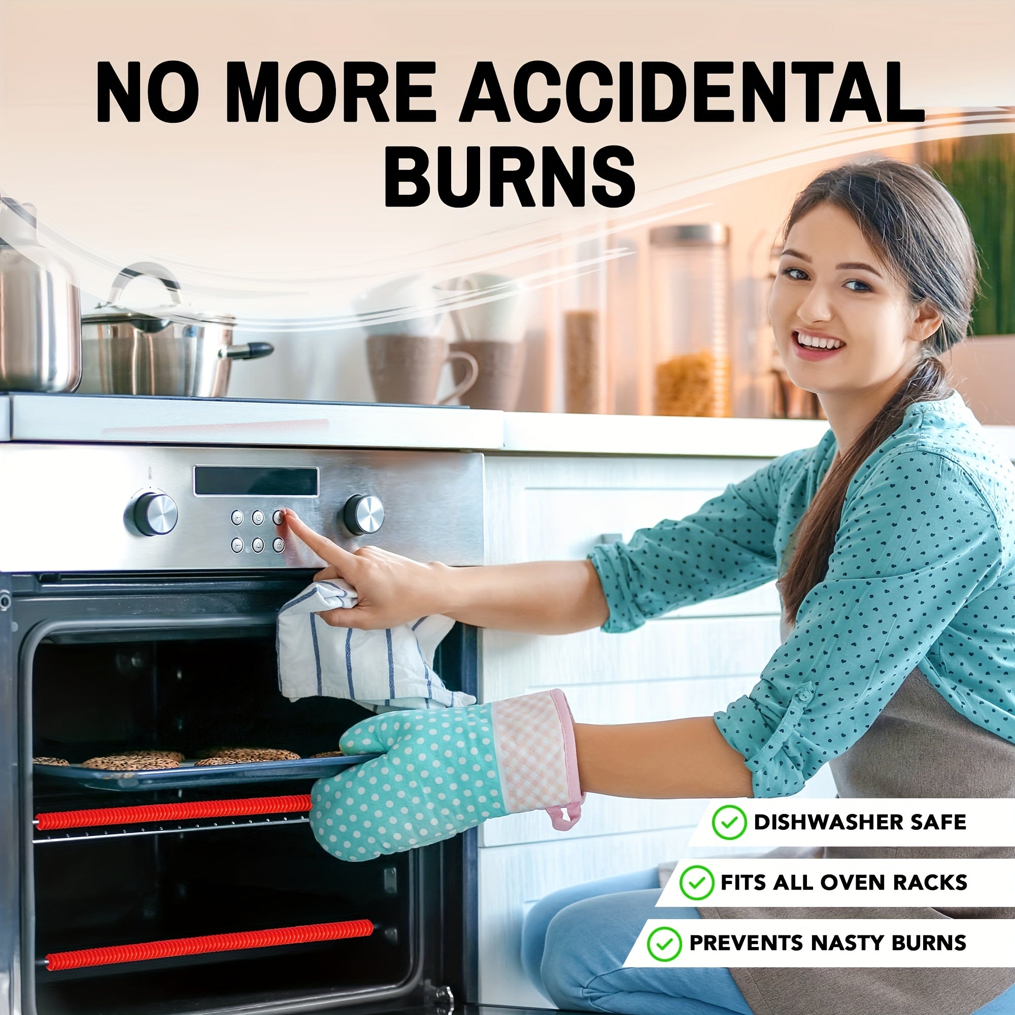 (2pc) Heat Resistant Oven Rack Shields - 14in Long Silicone Protectors Prevent Burns and Protect Food Grade Oven Racks