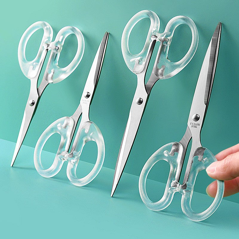 Multi-functional Stainless Steel Precision Scissors with Transparent Handle for Office, School & Crafts