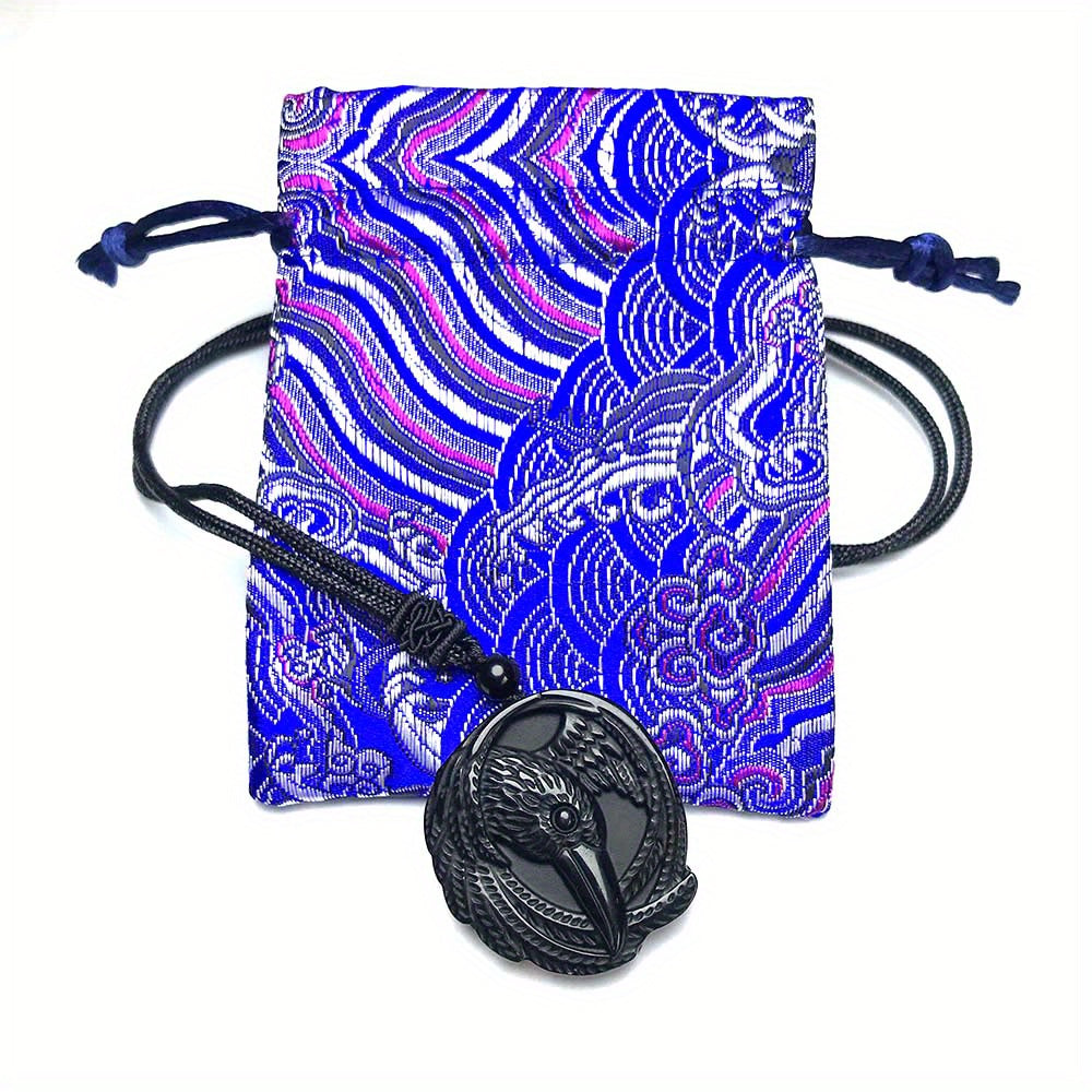 Natural Obsidian Necklace, Raptor Pendant, Crystal Necklace Pendant For Men And Women