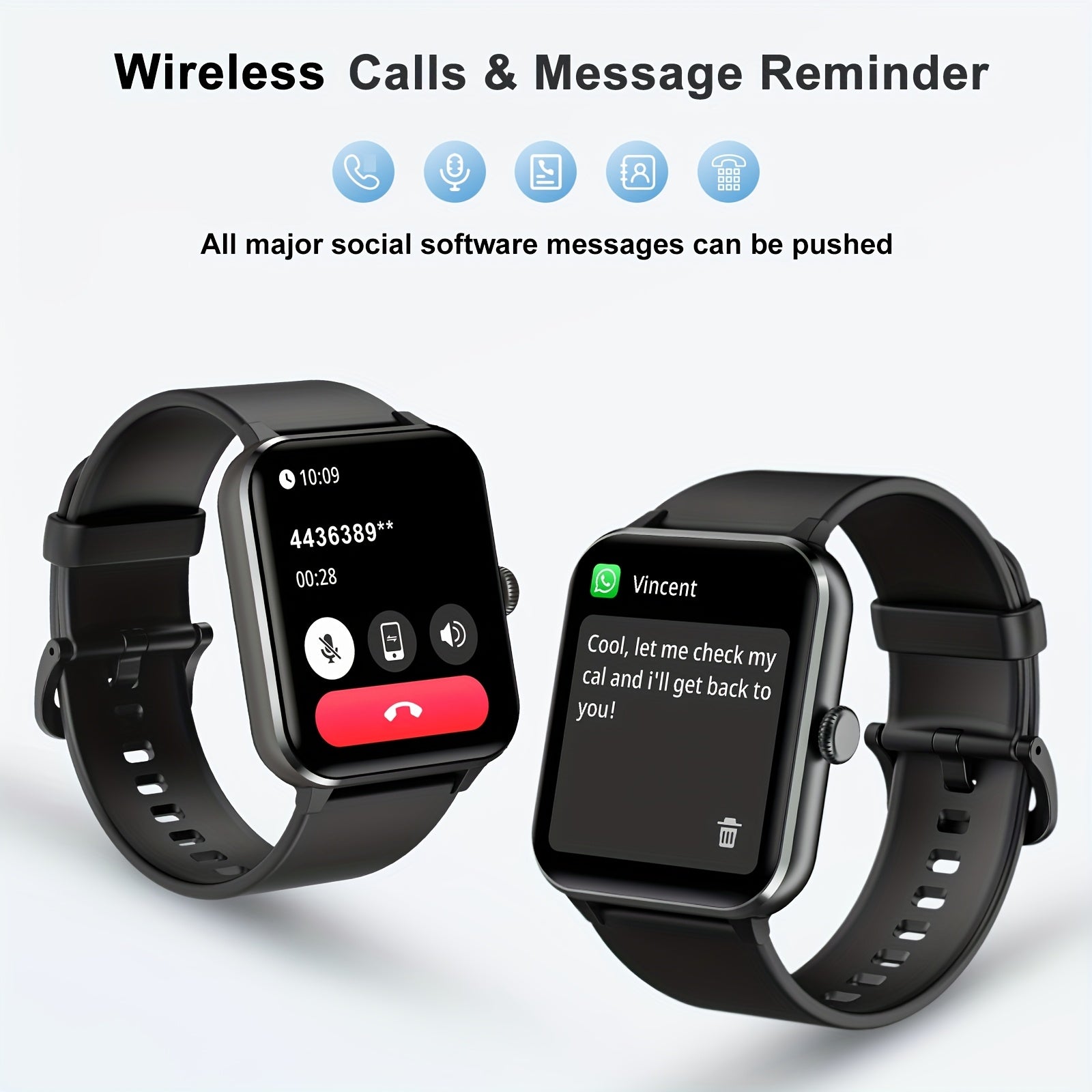 Smart Watch(Answer/Make Call), 1.85" Smart Watches for Men Women Voice Assistant, Push Message, 100+ Sport Modes, Fitness Activity Tracker, Weather, Stopwatch, Timer, Pedometer, Smartphone Watch, The Perfect Gift for Men And