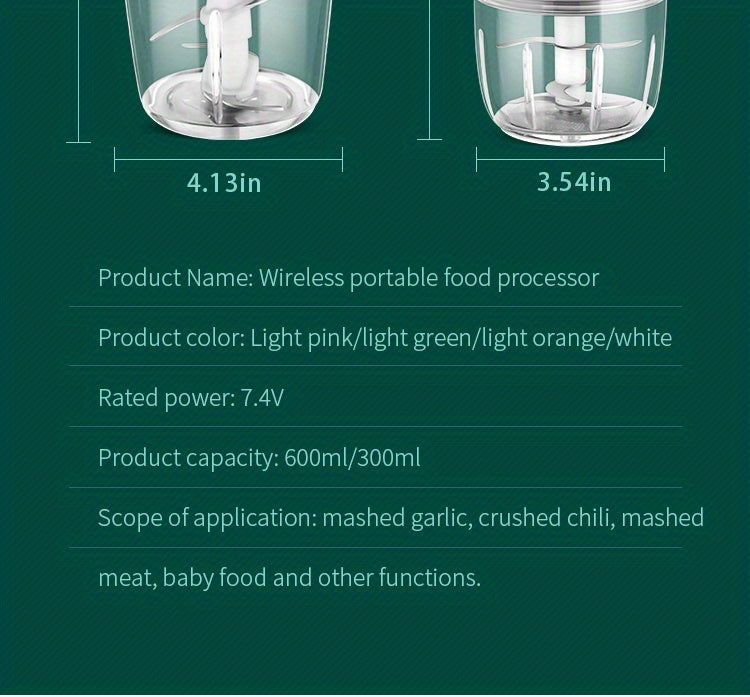 7.4v-20.29oz Multifunctional Electric Meat Grinder - Perfect for Grinding Meat, Garlic, and Making Complementary Food