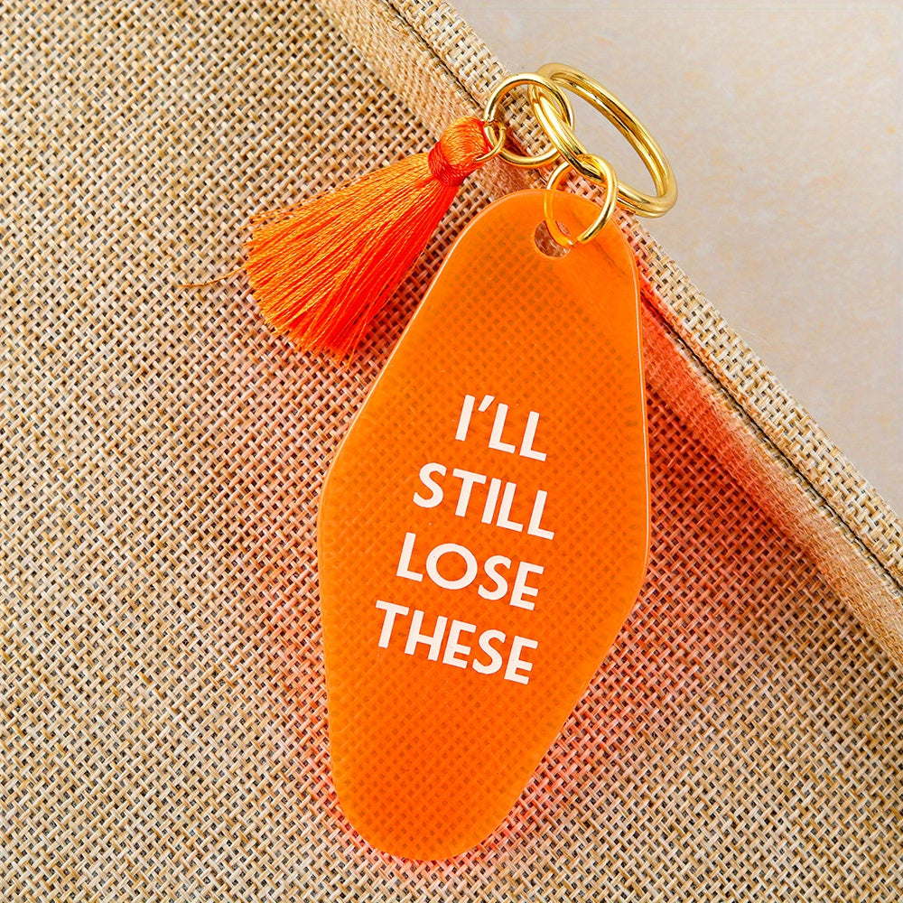 1PC Orange Hotel Key Tag Jeans, Pants, Clothing Accessories Tassel Pendant I'll Still Lose These