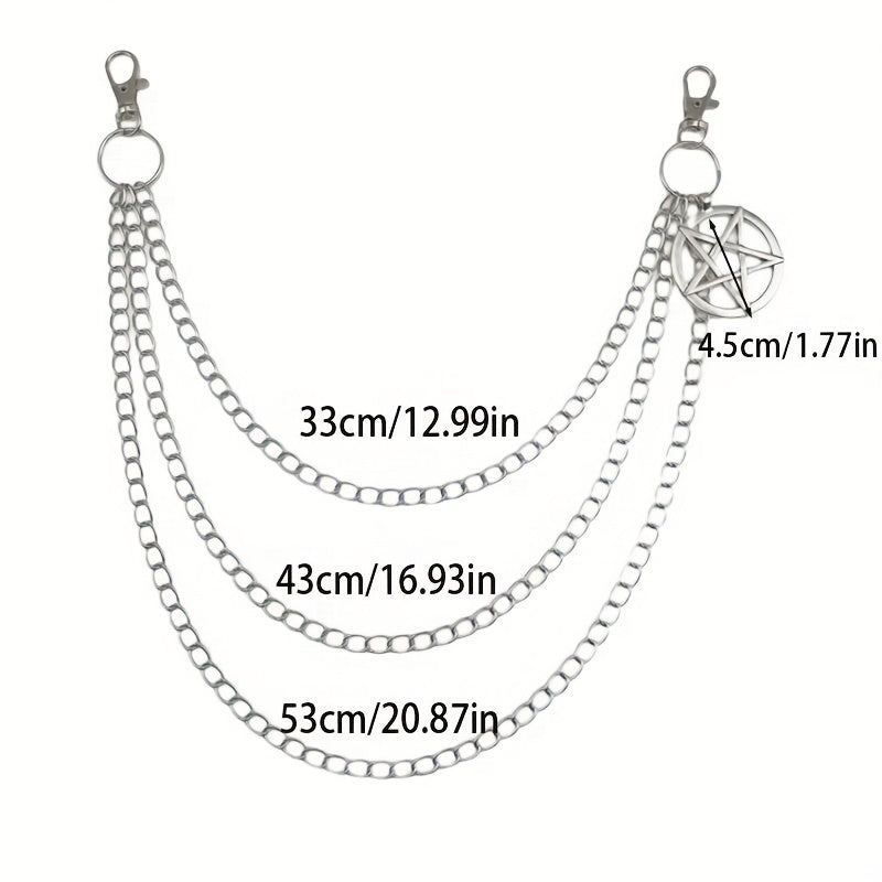 Punk Pentagram Pants Jeans Chain Keychains Trouser Biker Chains Harajuku Goth Jewelry Gothic Rock Accessories for Men Women