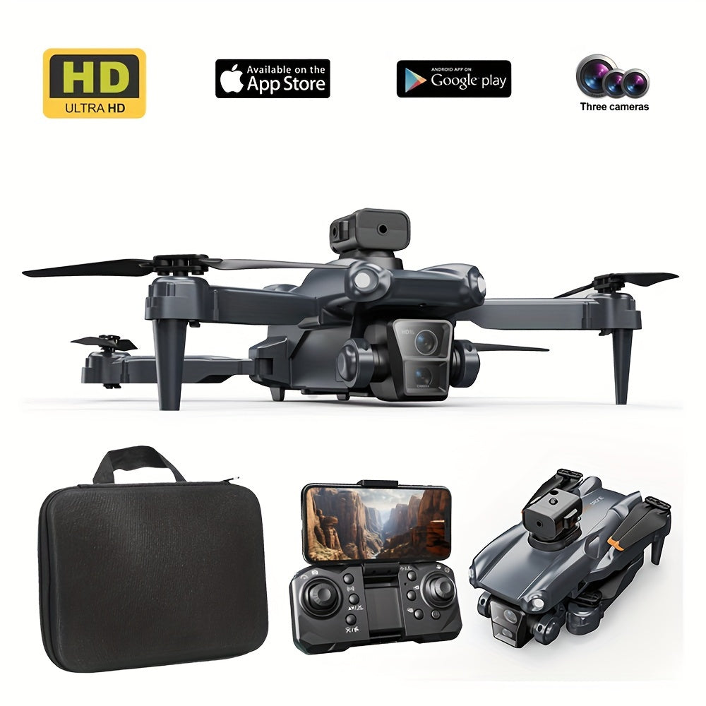Drones with 4K Dual 3 Camera WIFI FPV RC Drone Foldable Quadcopter Intelligent Avoidance FPV Quadcopter with 3 Batteries Navy Blue Suitable with Carrying Bag for Beginners Halloween & Christmas Gift, Mini Drones, Drone with S