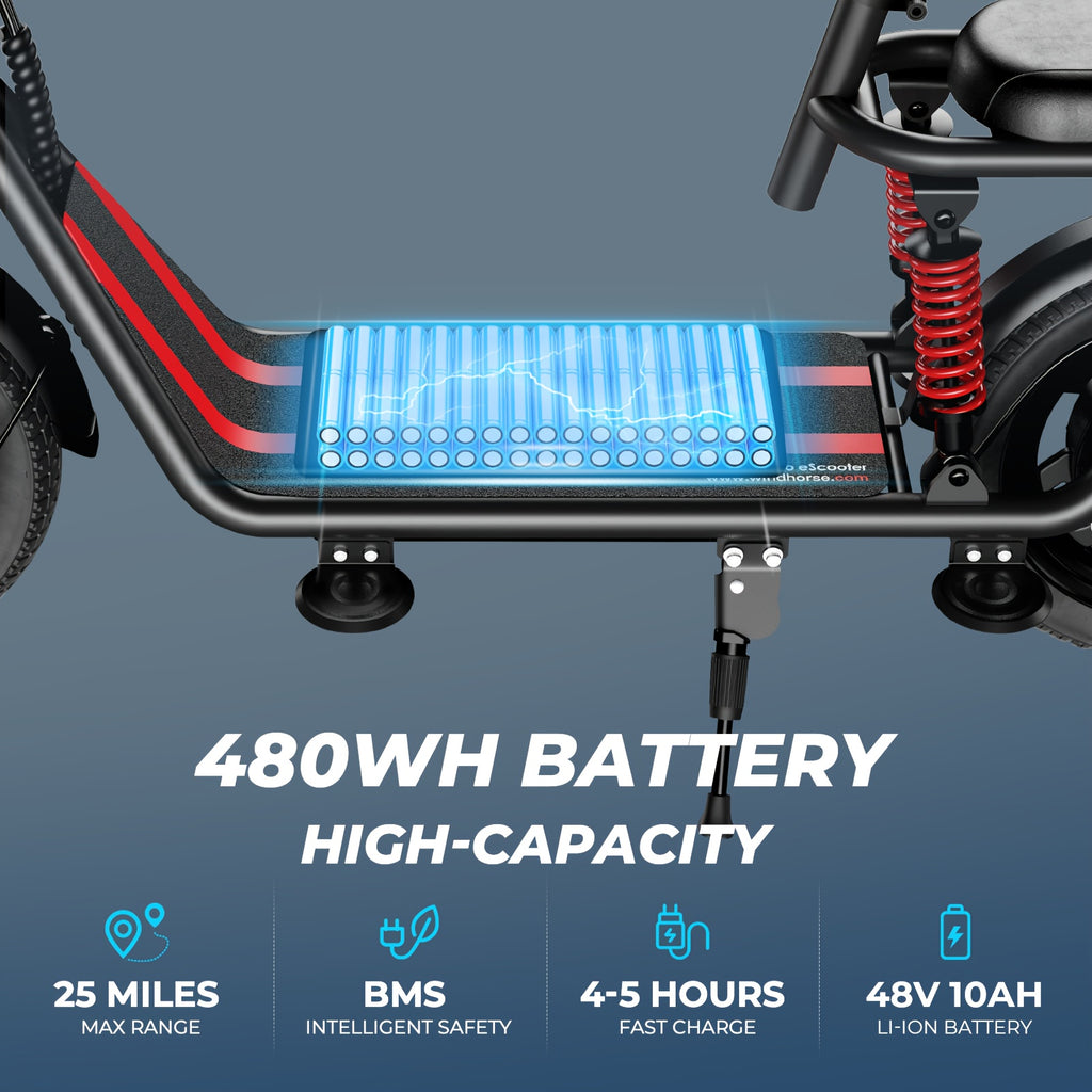 750W Peak Electric Scooter Featuring a Complimentary Seat And Basket - 480Wh Battery, Dual Suspension, Speeds Up to 22MPH, a Range of 25 Miles, LCD Display, And a Maximum Load Capacity of 330Lbs (Ideal for Commuting). This Fo