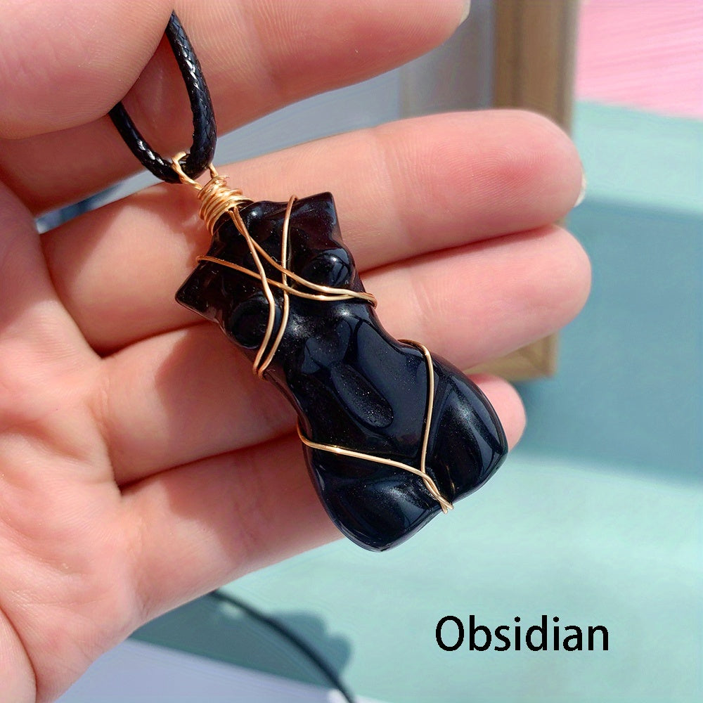 1pc, Natural Quartz Crystal Goddess Pendant Necklace - Perfect Gift for Women, Brides, and Engagements