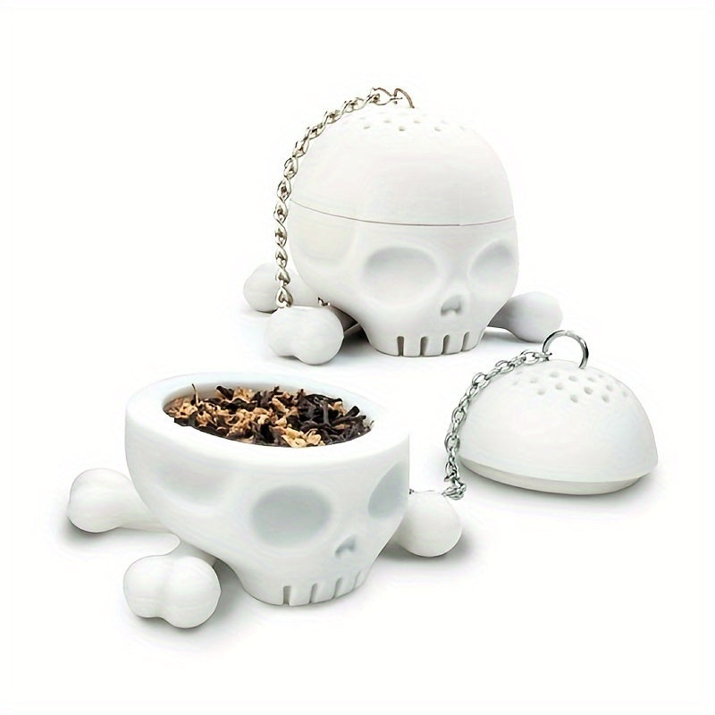 1pc Tea Pot Cross-Chain Skull Tea Filter Food Grade Silicone Tea Filter