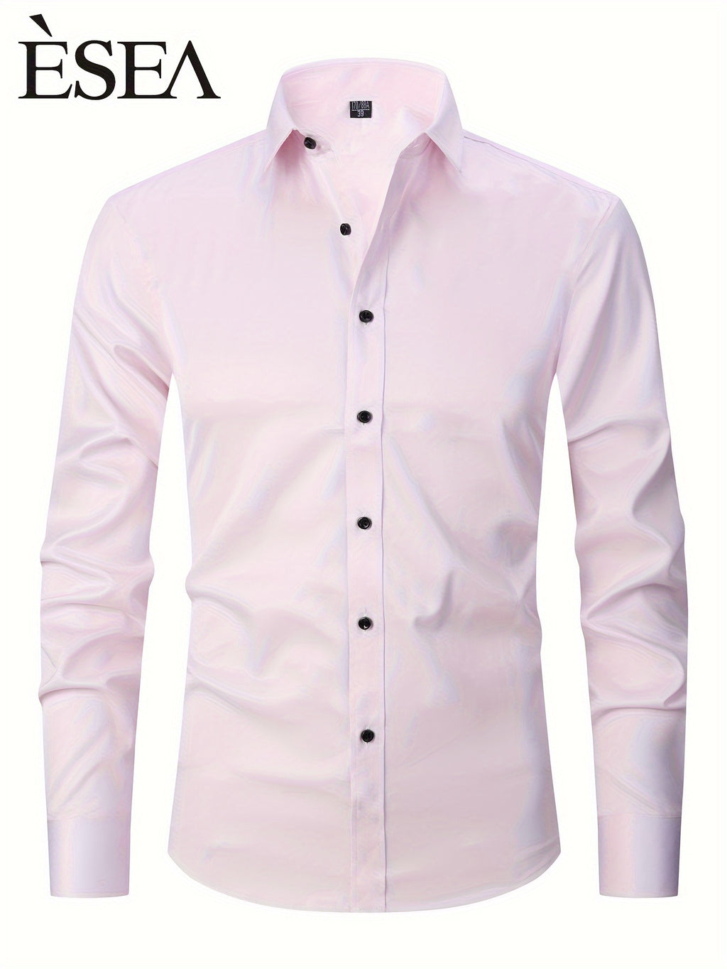 Men'S Stretch Slim-Fit Formal Shirt Without Pockets, Light Business Turn- Collar Long-Sleeved Shirt, Men'S Business Shirt, Wrinkle-Resistant And Durable Solid Color Formal Long-Sleeved Shirt with Buttons And Pockets, Suitable