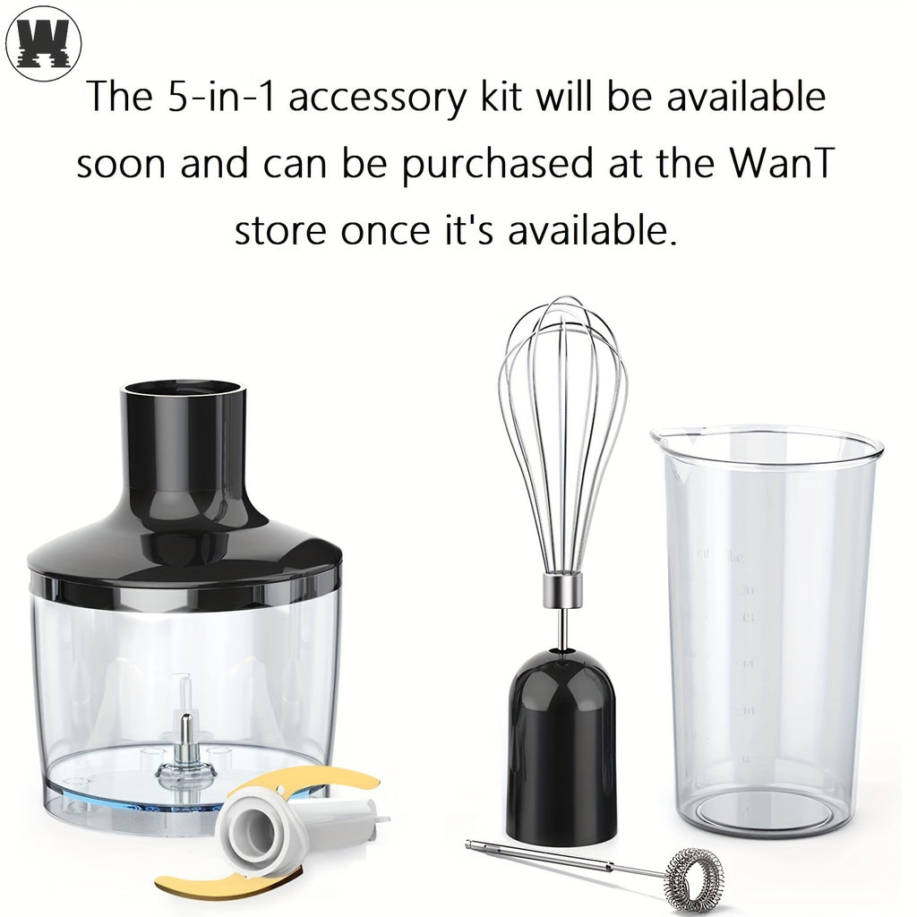 WANVOAPLS 2-Spoed Handheld Immersion Blender - Afneembare Skag vir Maklike Skoonmaak - Ophanglus vir Berging - Elektriese Handmenger vir Sop, Smoothies, Souse, Babakos, Melkskommels, Puree - Kompakte Kombuisstaafmenger vir