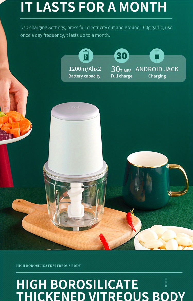7.4v-20.29oz Multifunctional Electric Meat Grinder - Perfect for Grinding Meat, Garlic, and Making Complementary Food