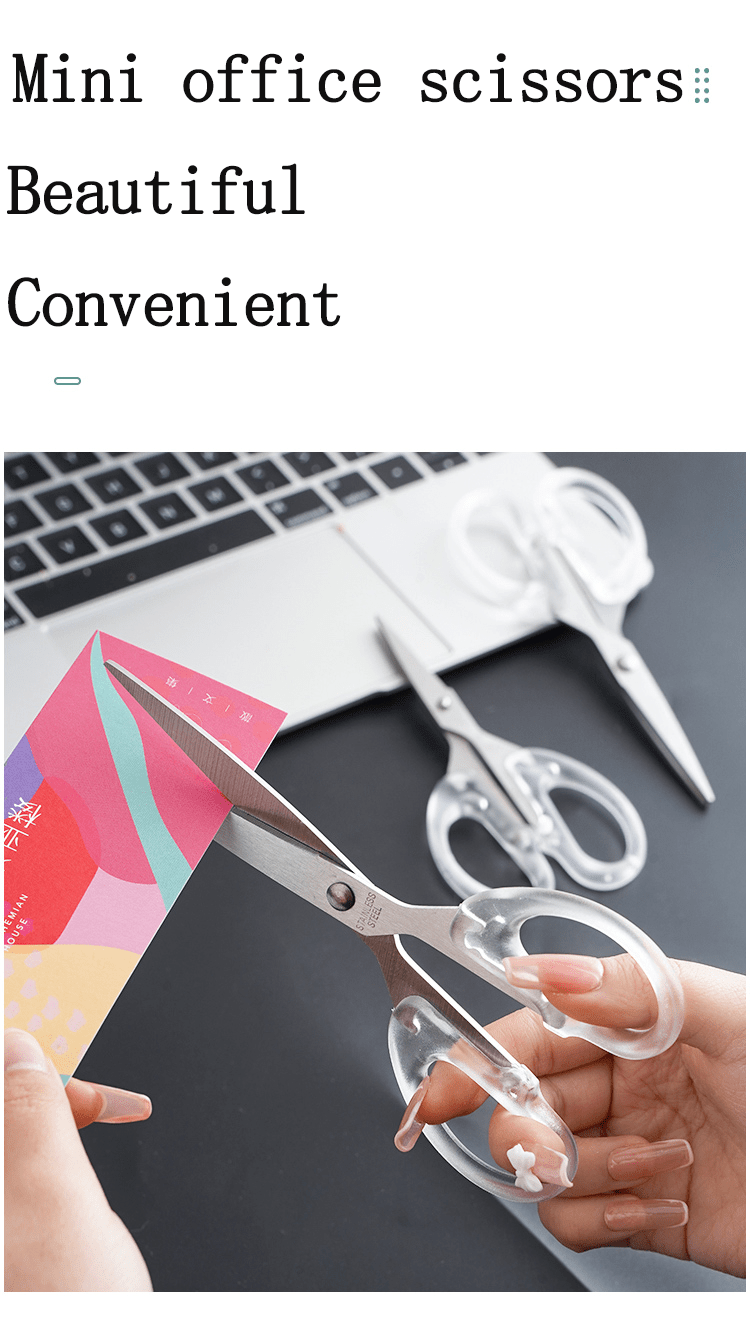 Multi-functional Stainless Steel Precision Scissors with Transparent Handle for Office, School & Crafts