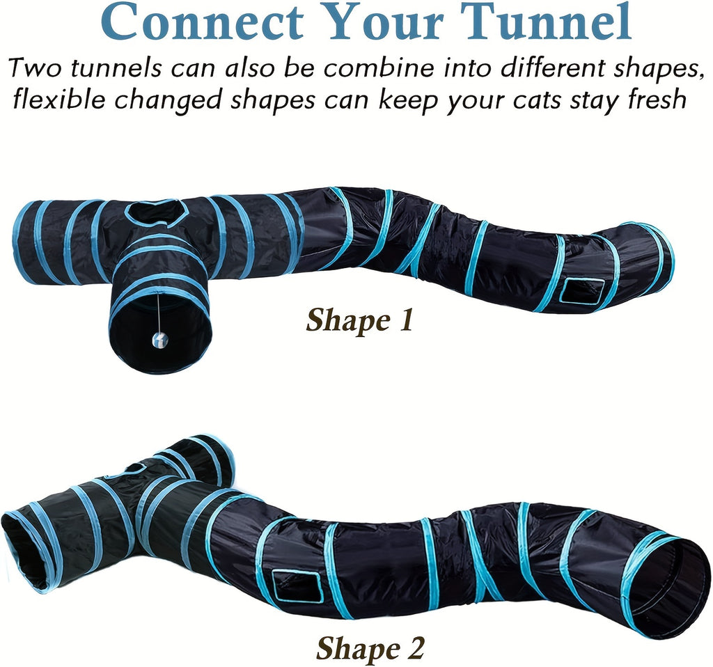 Cat Tunnel for Indoor Cats Large with Play Ball 2/3/4/5 Way Collapsible Interactive Peek Hole Pet Tube Toys for Puppy, Kitty, Kitten, Rabbit