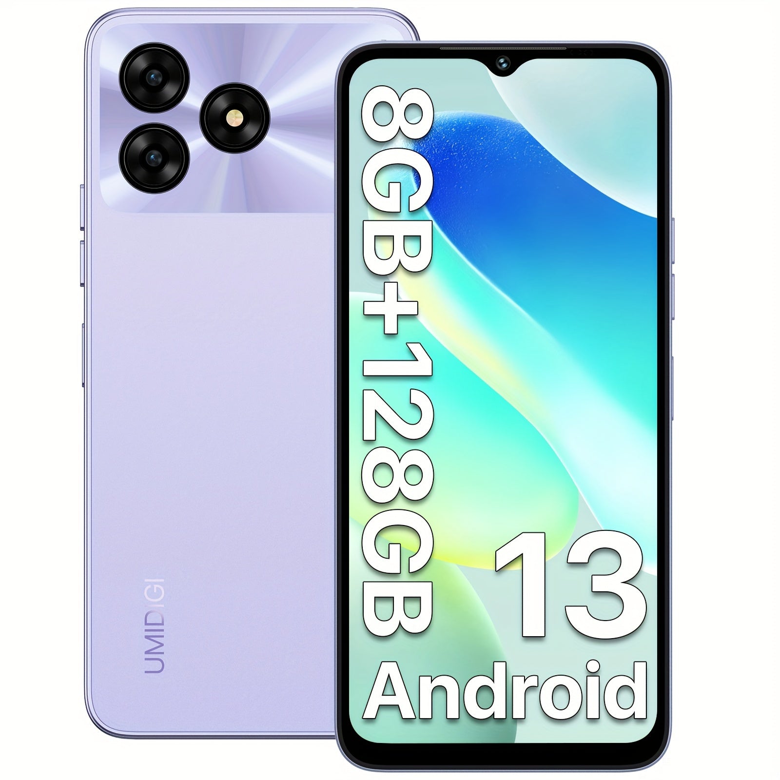 UMIDIGI Entsperrtes Handy, G5 Unisoc T606, 8GB +128GB Android 13 Smartphone Entsperrt Mit 6.6" Vollbild, 50MP+2MP+8MP AI Dreifachkamera, 5000mAh Akku Schnellladung Mobiltelefone
