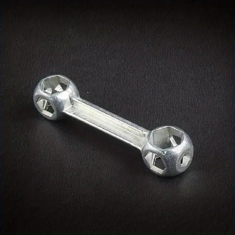 Versatile Bone-Shaped Hex Wrench for Bicycle Repair - Durable Zinc Alloy, Multi-Hole Design, Silvery