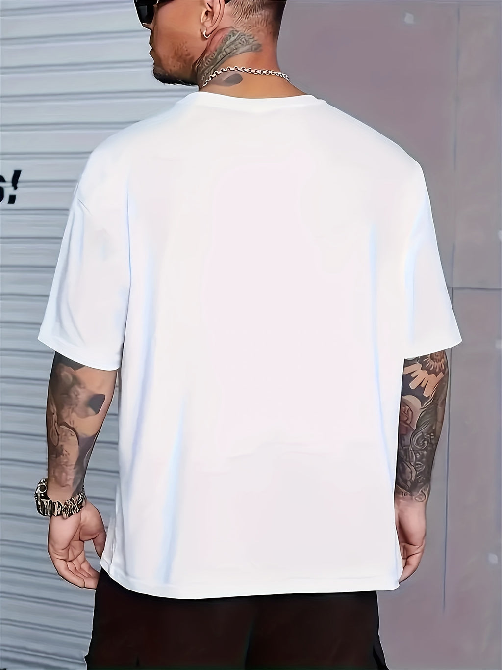 Plus Size Men's Trendy Cross Graphic Tees, Comfy Stretch Breathable T-shirts For Summer, Oversized Loose Men's Clothings