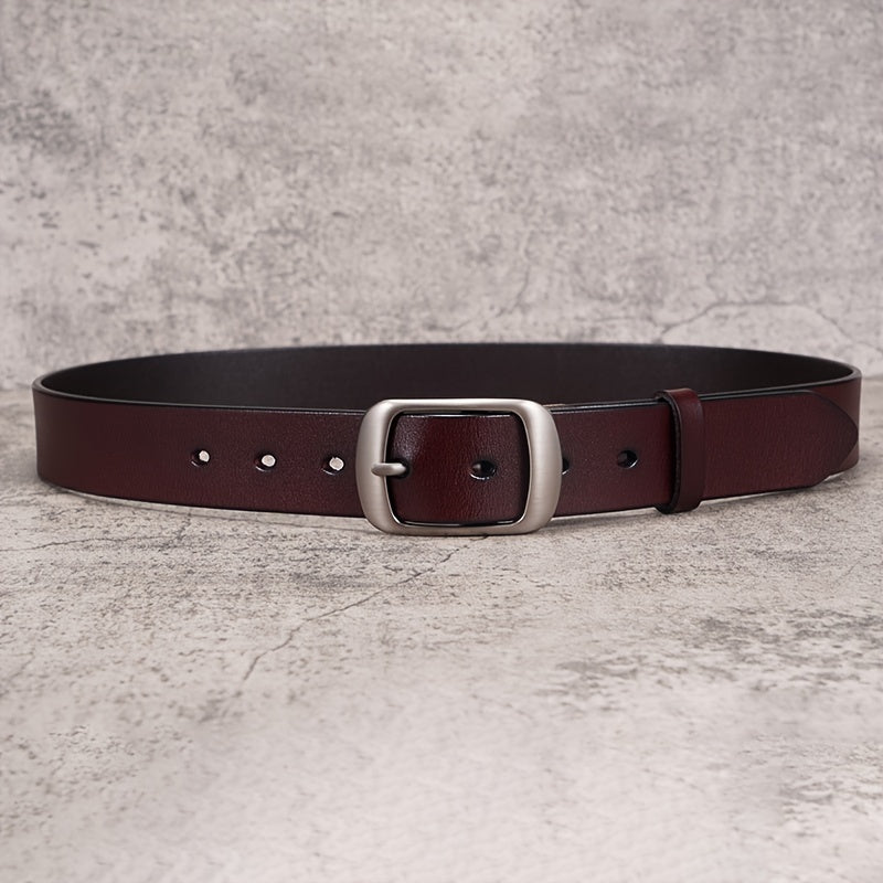 Women'S Genuine Leather Belt - Elegant Brown Leather Strap with Metallic-like buckle, for Jeans, Dresses, Formal & Everyday Outfits - Durable Everyday & Special Occasion Belt for Women, Versatile Fashion Accessory, Sophistica