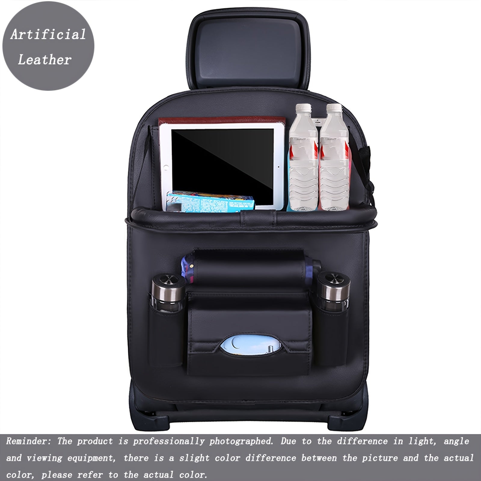 Upgrade Your Car With This Luxury PU Leather Storage Bag And Tray - Perfect For Snacks And Toys!